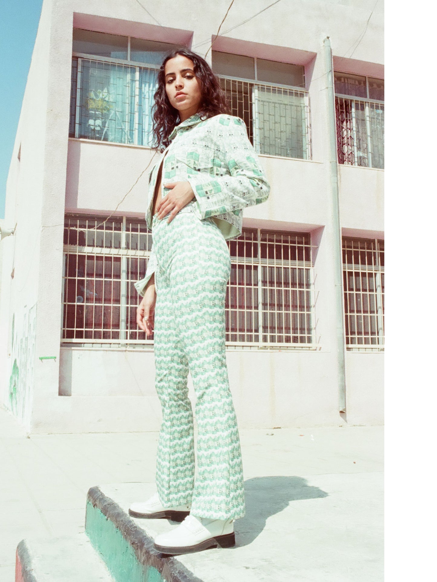 Flare Printed Pants - Milk