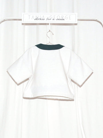 Ottoman Collared Crop top - Green